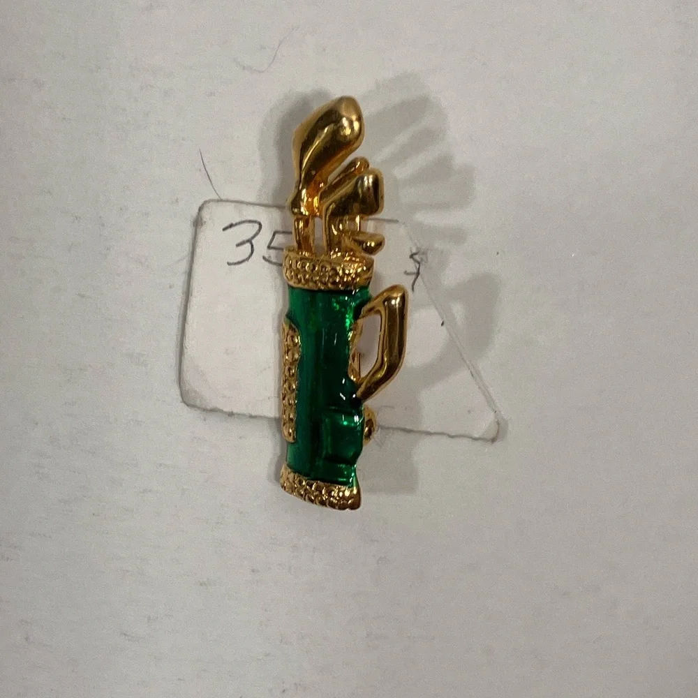 Gold and Green Golf Bag Brooch